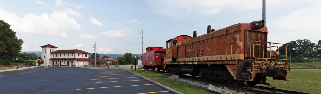 railroad engine and car