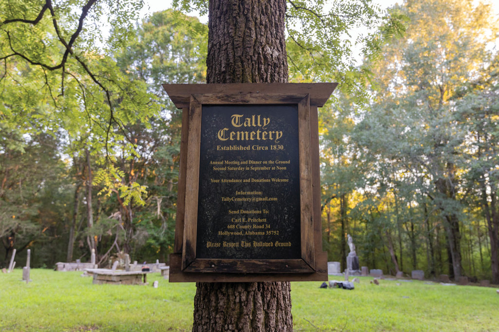 Tally cemetery sign
